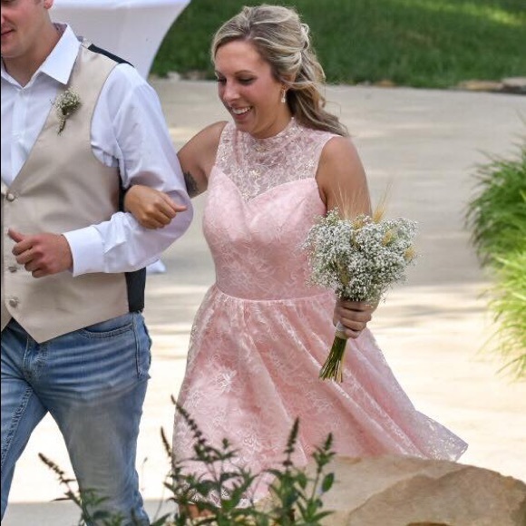 Pink lace bridesmaid or other semi-formal dress - Picture 2 of 5